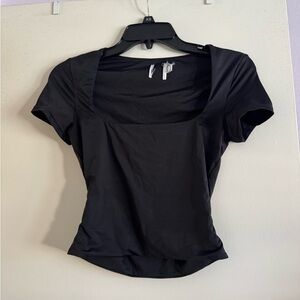 Princess Polly Black Square Neck Short Sleeve Top